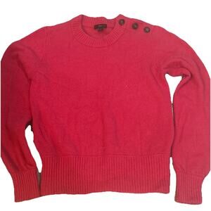 J.Crew Button Shoulder Crewneck Sweater Merino Wool Alpaca Blend Medium Pink